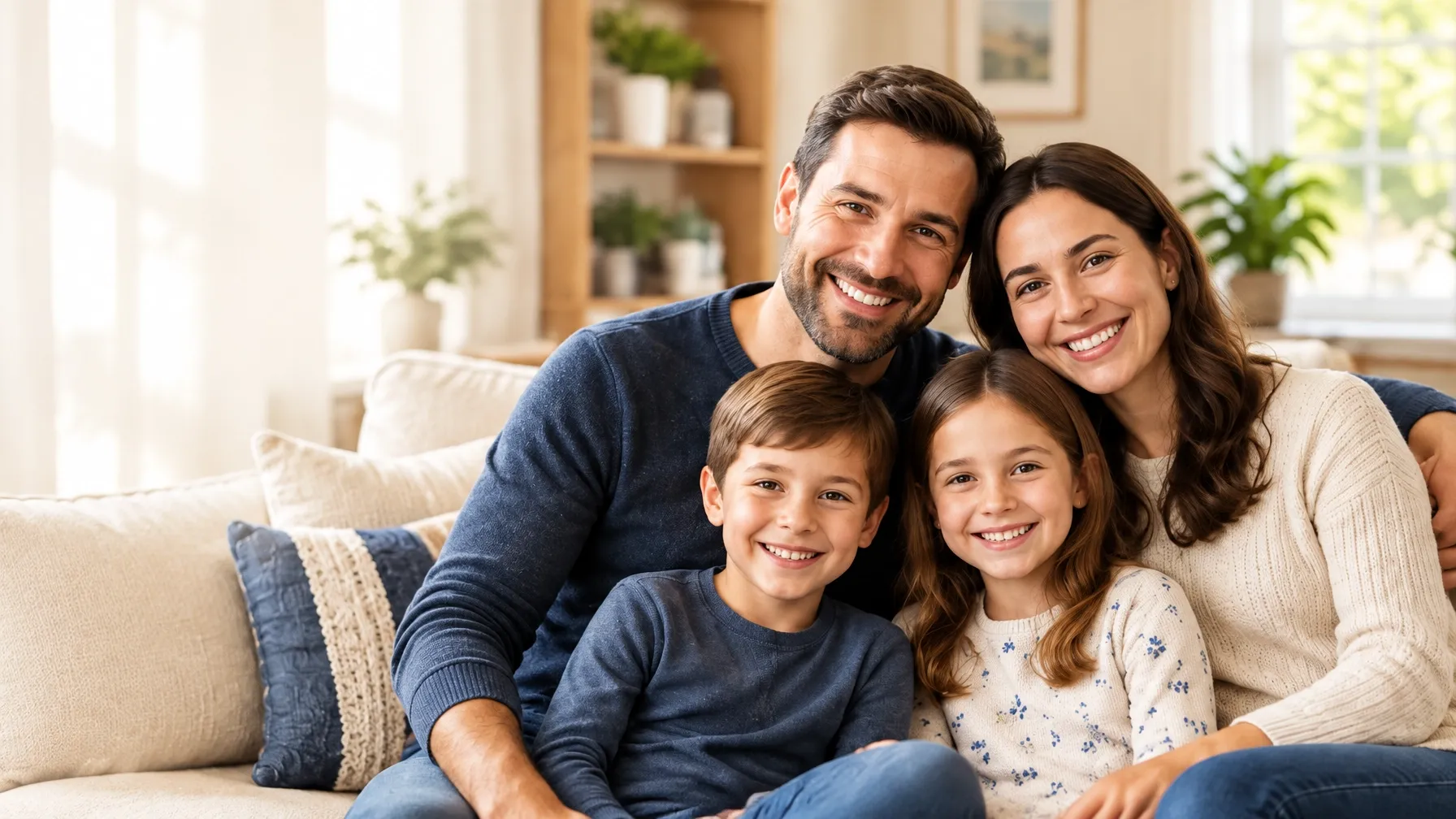 A family spending time together at home